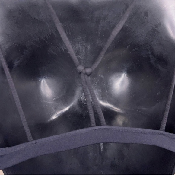 XS Black Strappy Bra Wireless Vneck Style Stretch Unlined Goth Casual - Picture 7 of 7